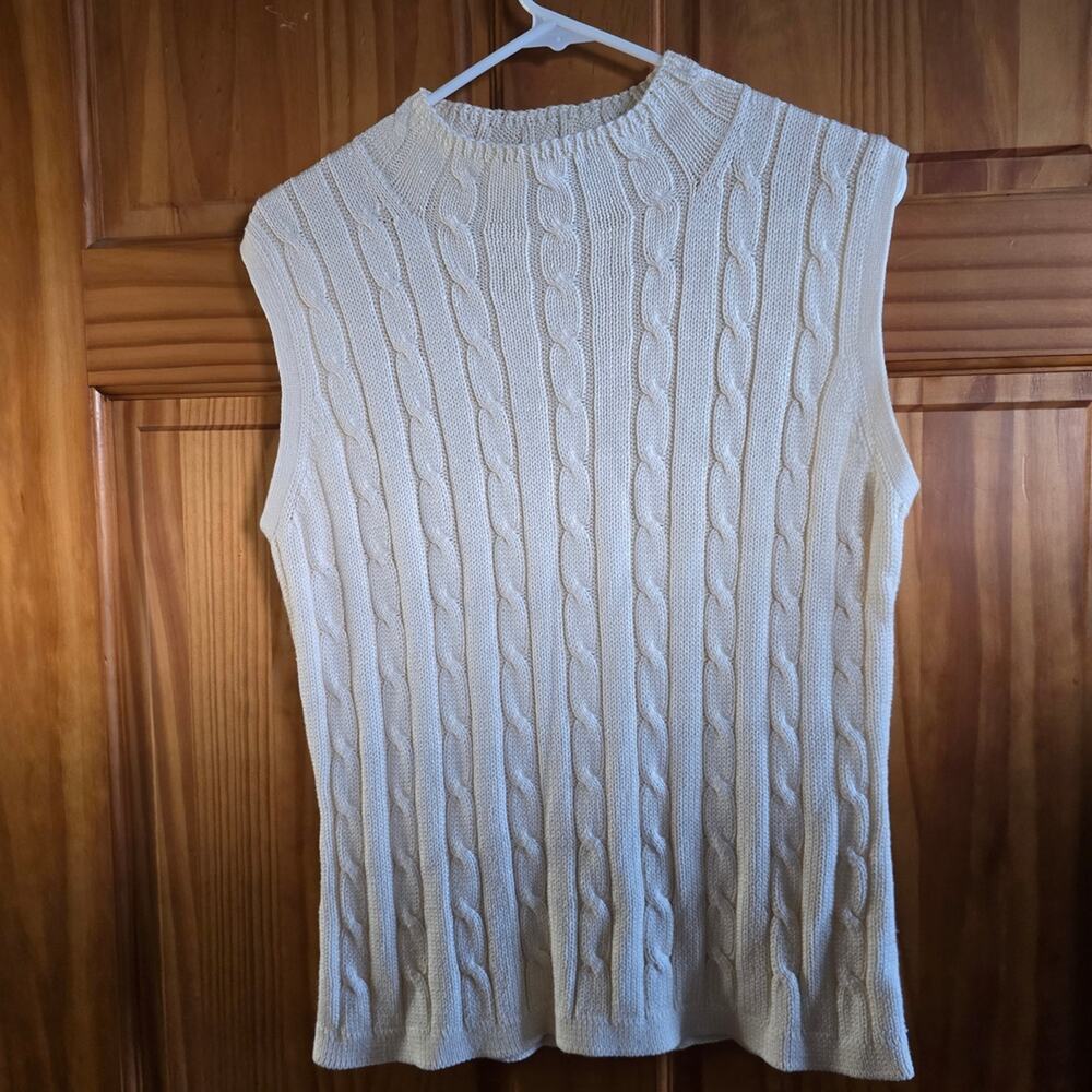 Eddie Bauer Ivory Cable Knit Top Size L